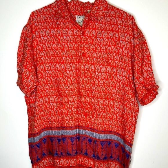 Large Colo Wear Orange-Blue Print SS Shirt - Picture 4 of 4